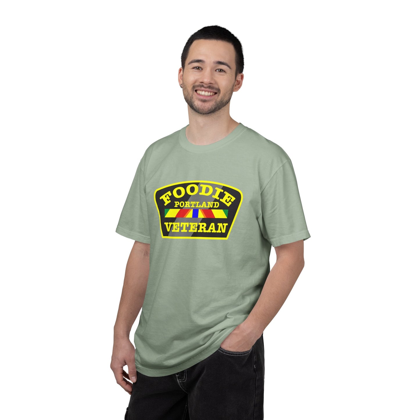 L.O.E.F Foodie Veteran PORTLAND Unisex Tee Shirt (Yellow)