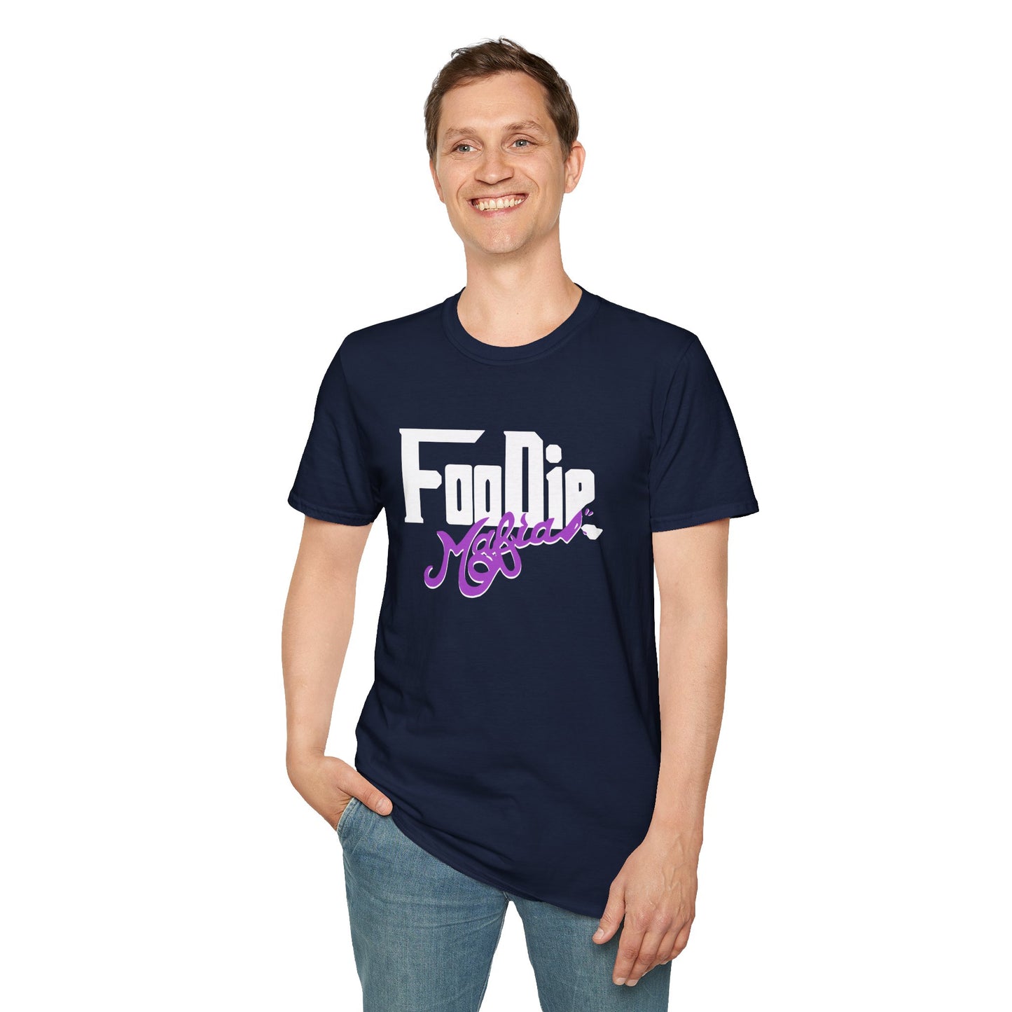 L.O.E.F White Foodie Mafia Unisex Tee Shirt  (Purple)