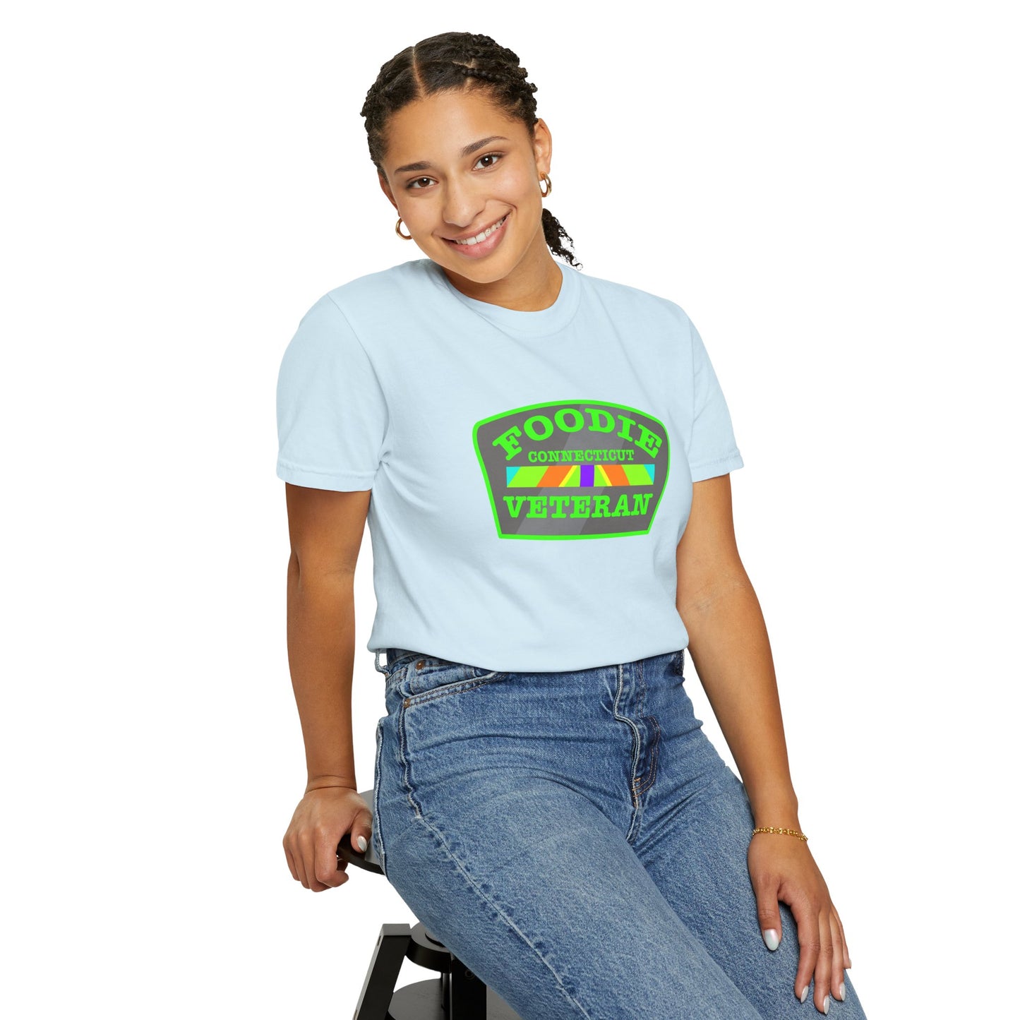 L.O.E.F Foodie Veteran CONNECTICUT Unisex Tee Shirt (Neon Green)