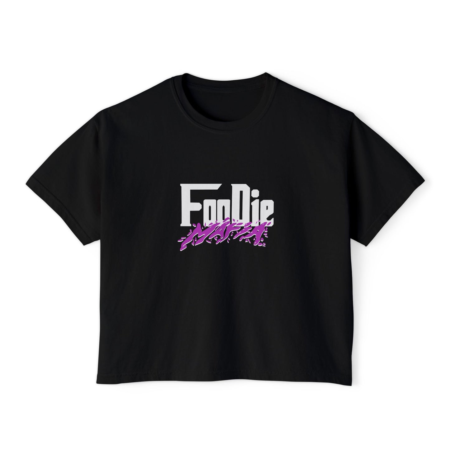L.O.E.F White Foodie Mafia Boxy Tee  (Bright Purple)