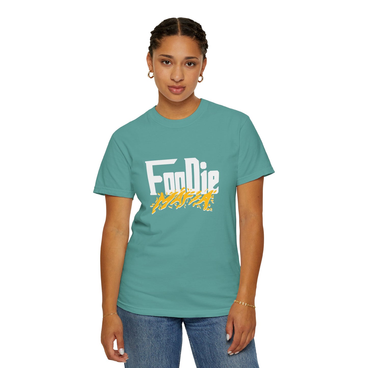 L.O.E.F White Foodie Mafia Unisex Tee shirt (Bright Yellow)