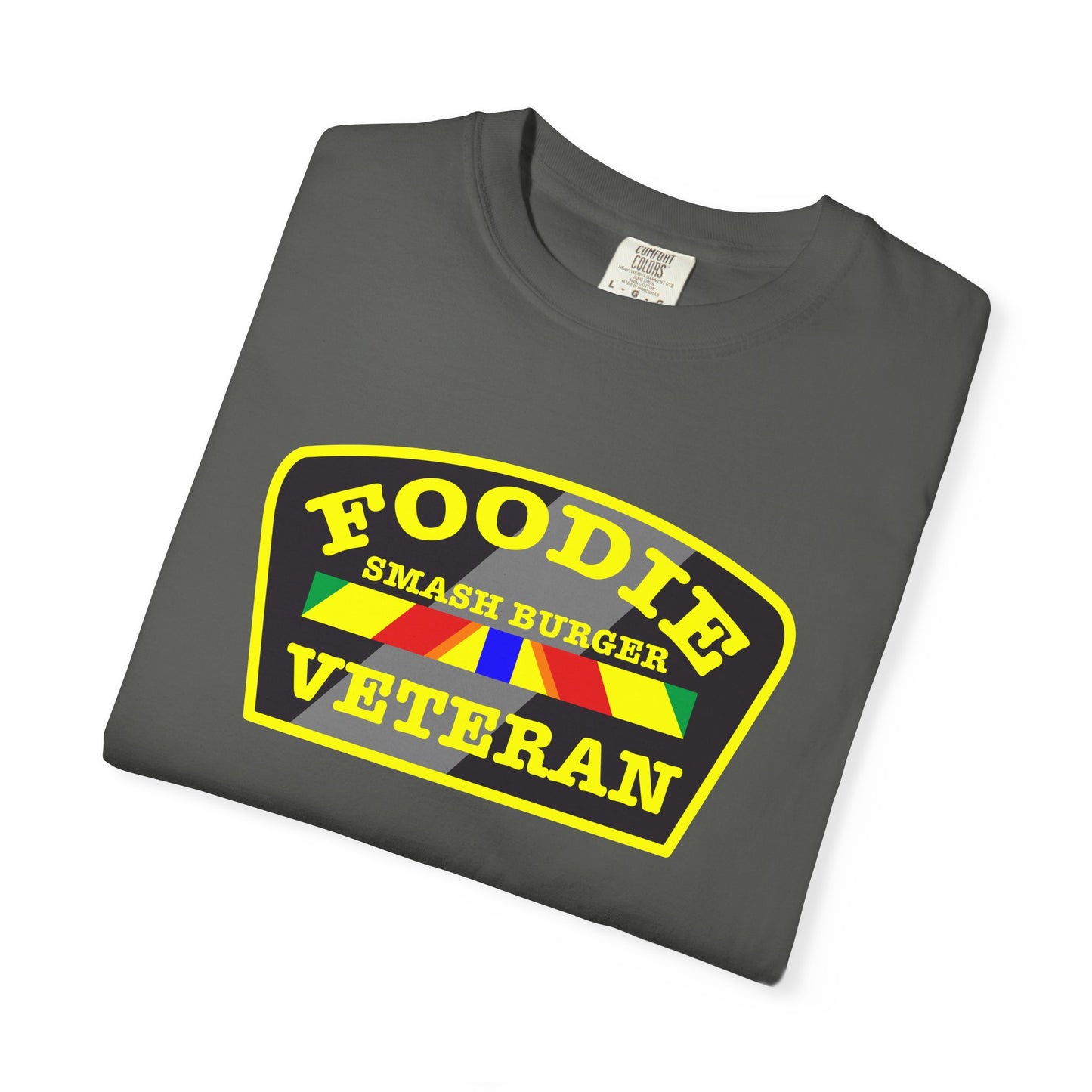L.O.E.F Foodie Veteran SMASH BURGER Unisex Tee Shirt (Yellow)