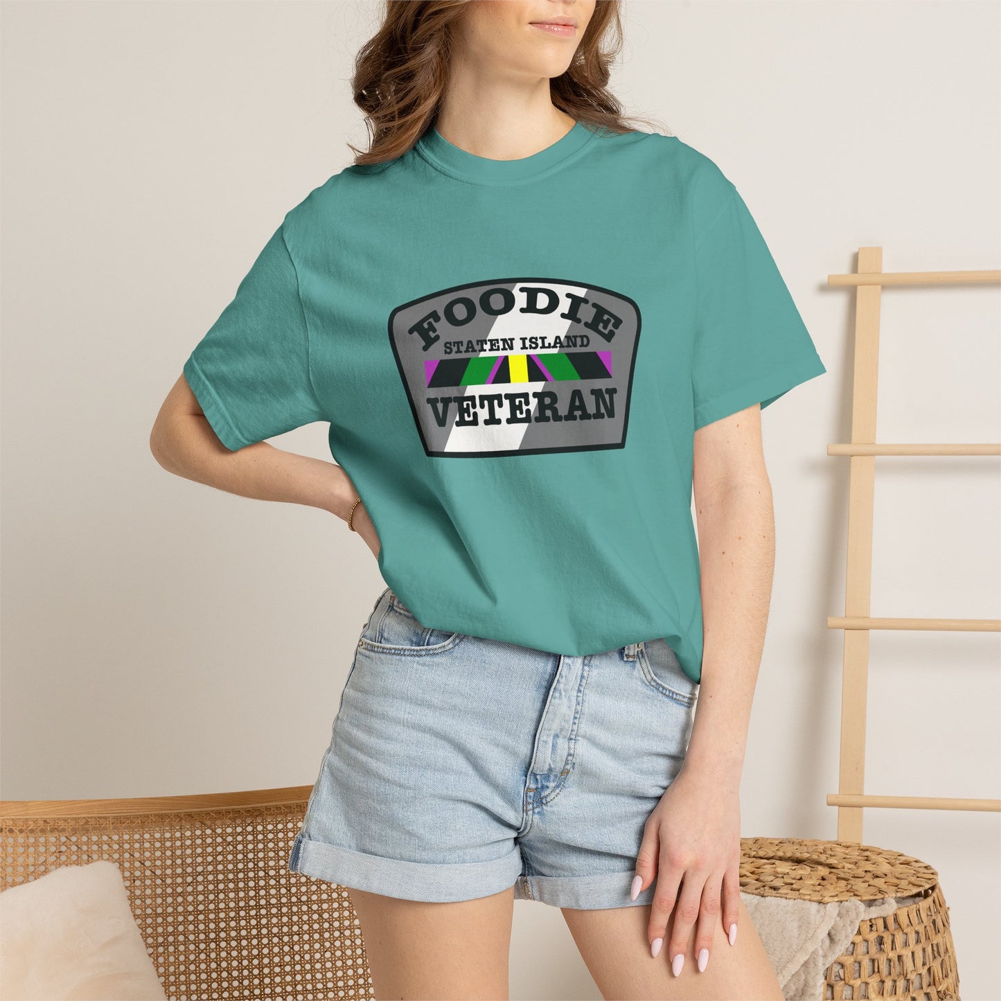 L.O.E.F Foodie Veteran Staten Island Unisex Tee Shirt (Gray)