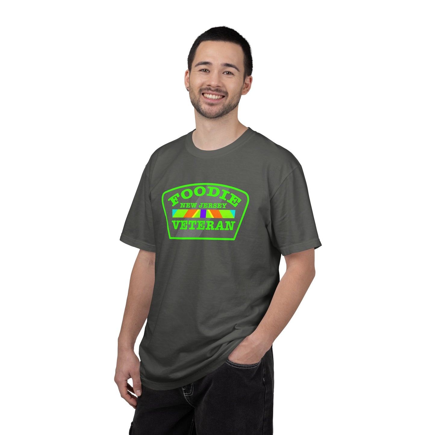 L.O.E.F Foodie Veteran NEW JERSEY Unisex Tee Shirt (Neon Green)