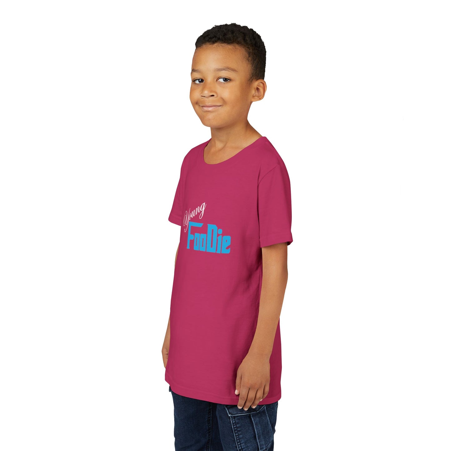 L.O.E.F White Young Foodie Youth Short Sleeve Tee (Neon Blue)