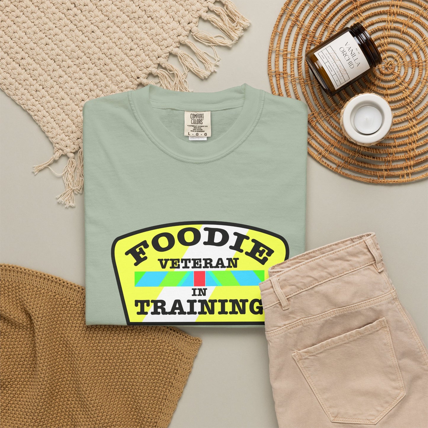 L.O.E.F Foodie Veteran IN TRAINING Unisex Tee Shirt (Yellow and Black)