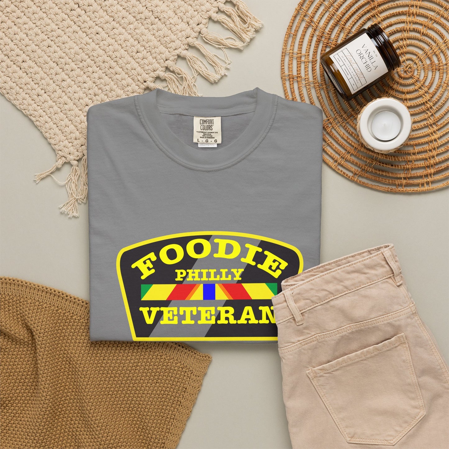 L.O.E.F Foodie Veteran PHILLY Unisex Tee Shirt (Yellow)