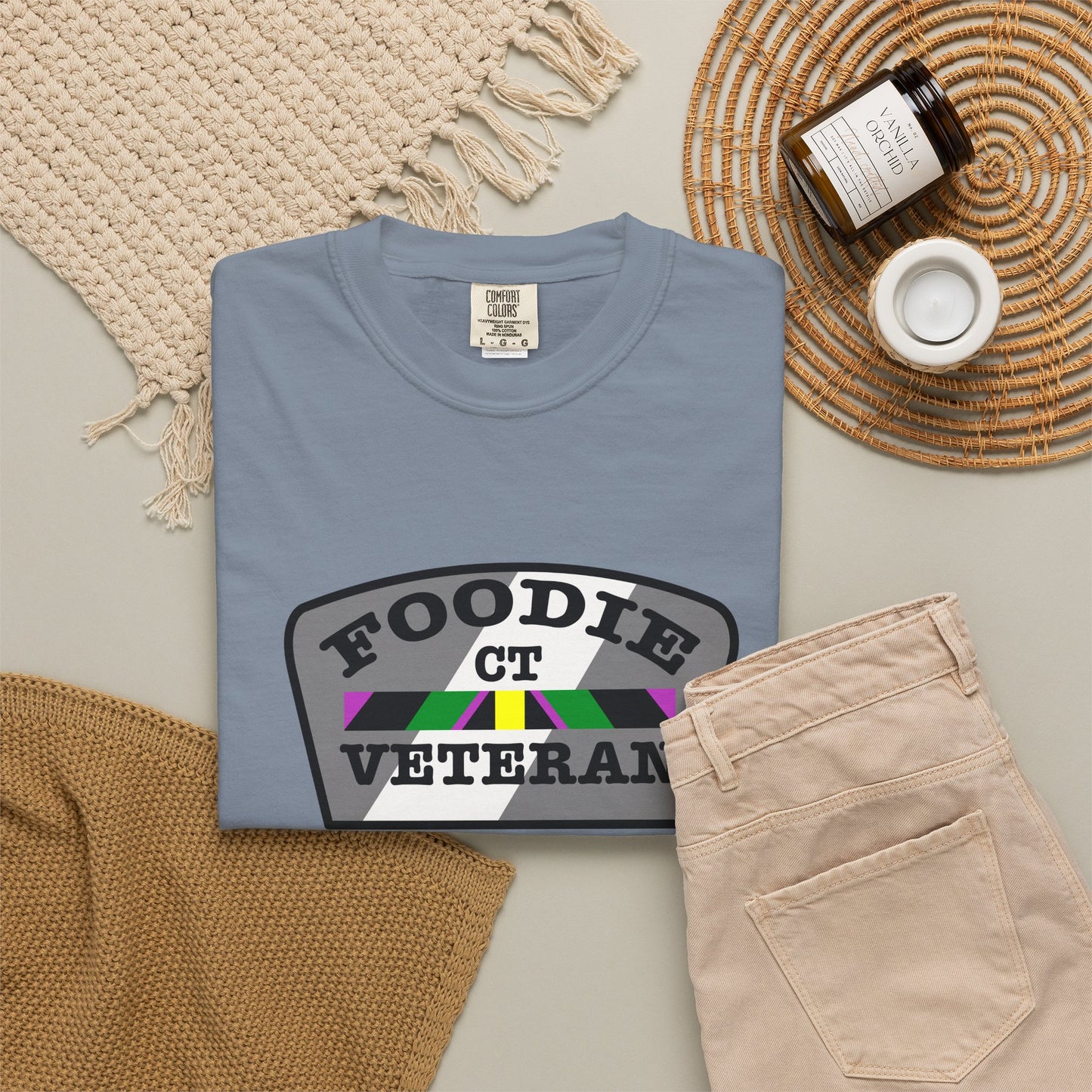 L.O.E.F Foodie Veteran CT Unisex Tee Shirt (Gray)