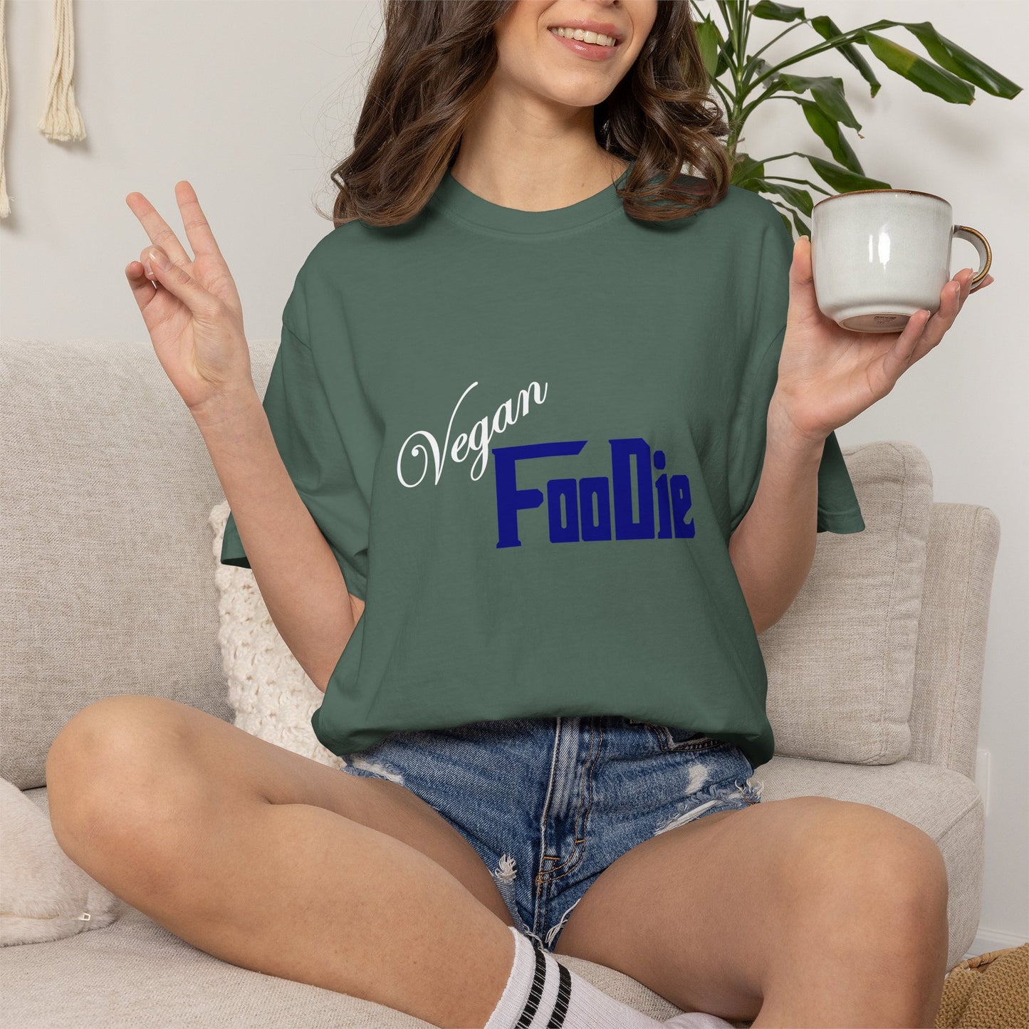 L.O.E.F Unisex Vegan Foodie Tee Shirt (Dark Blue)