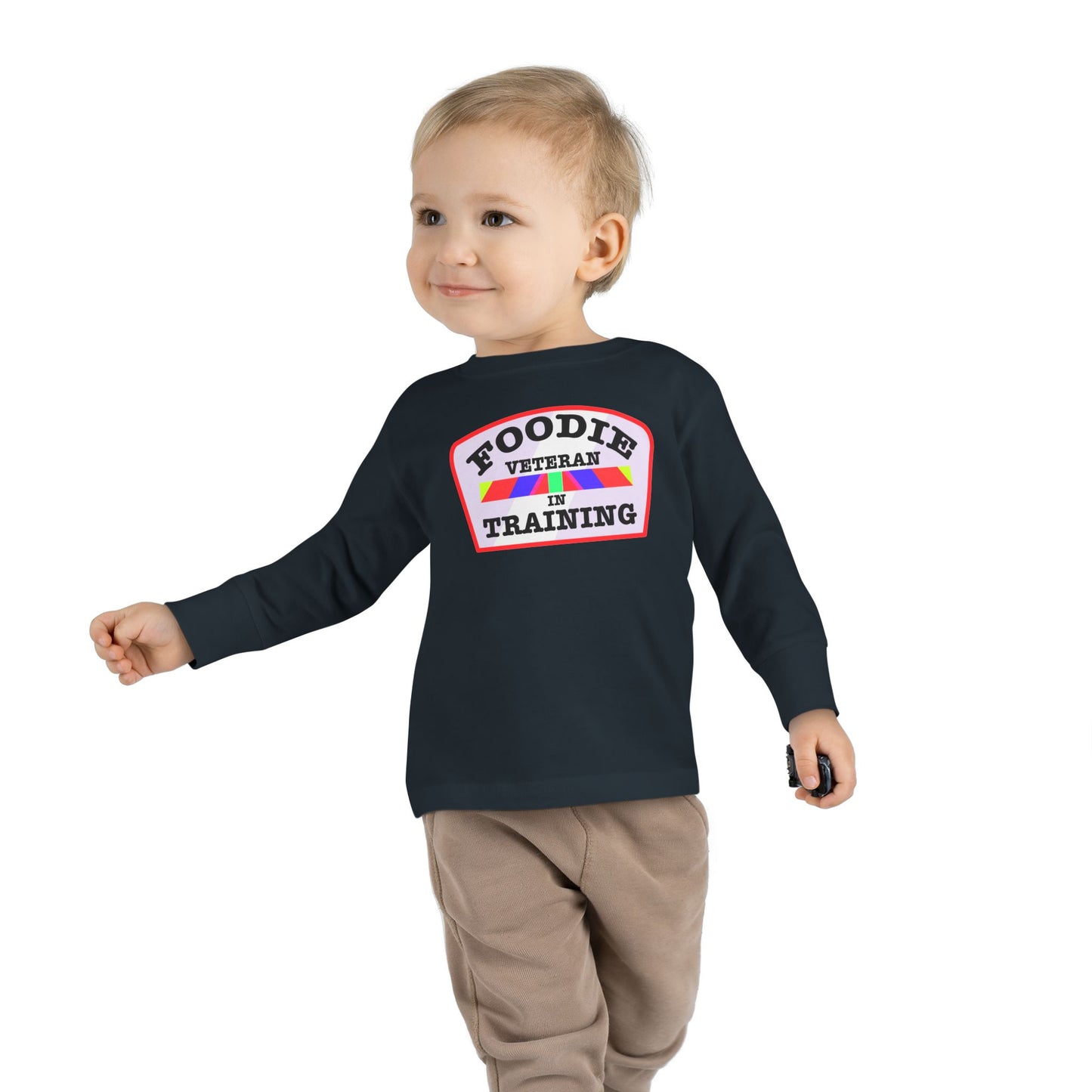 L.O.E.F Foodie Veteran In Training Toddler Long Sleeve Tee (Soft Pink)