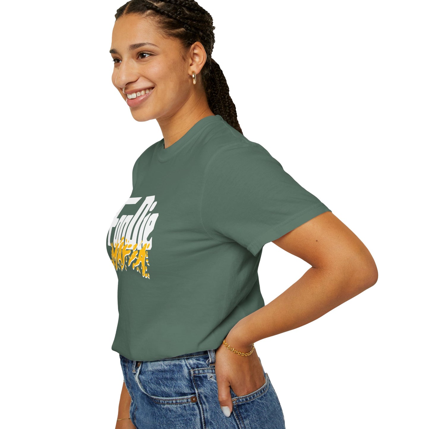 L.O.E.F White Foodie Mafia Unisex Tee Shirt (Mustard)