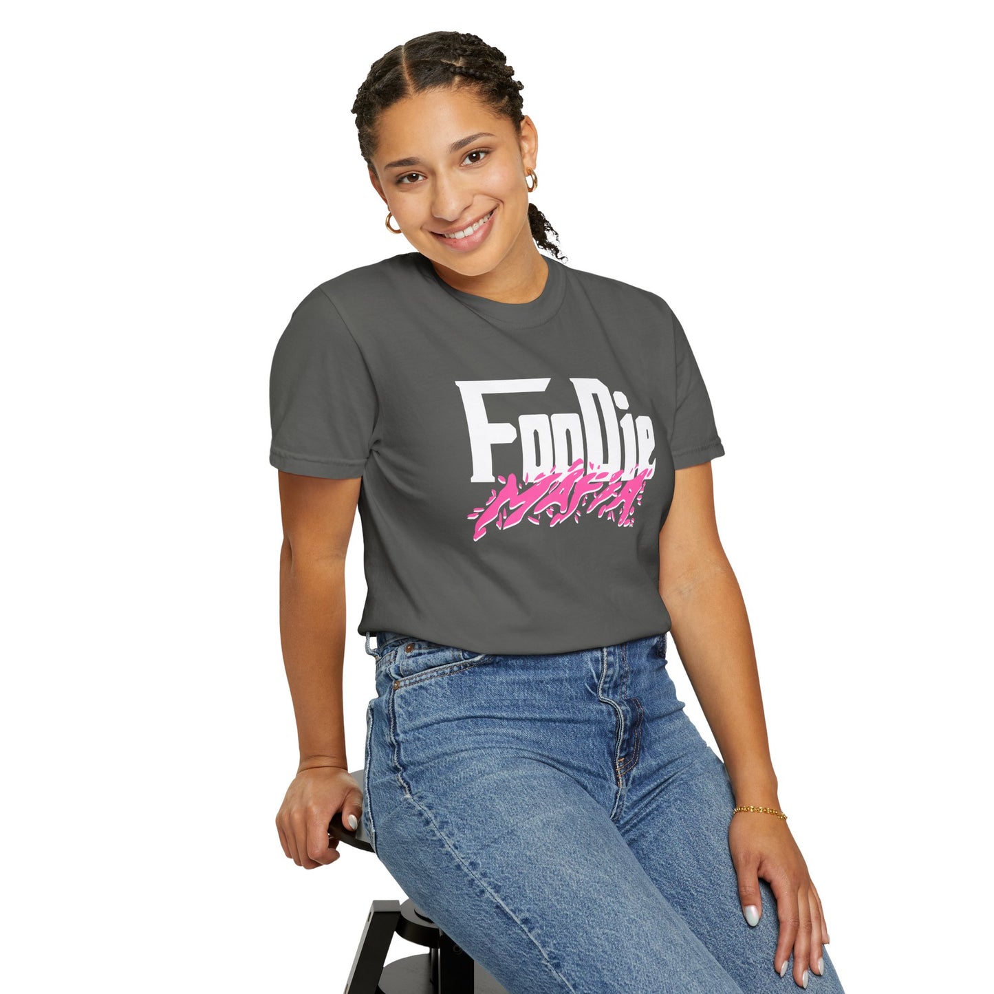 L.O.E.F White Foodie Mafia Unisex Tee Shirt (Hot Pink)