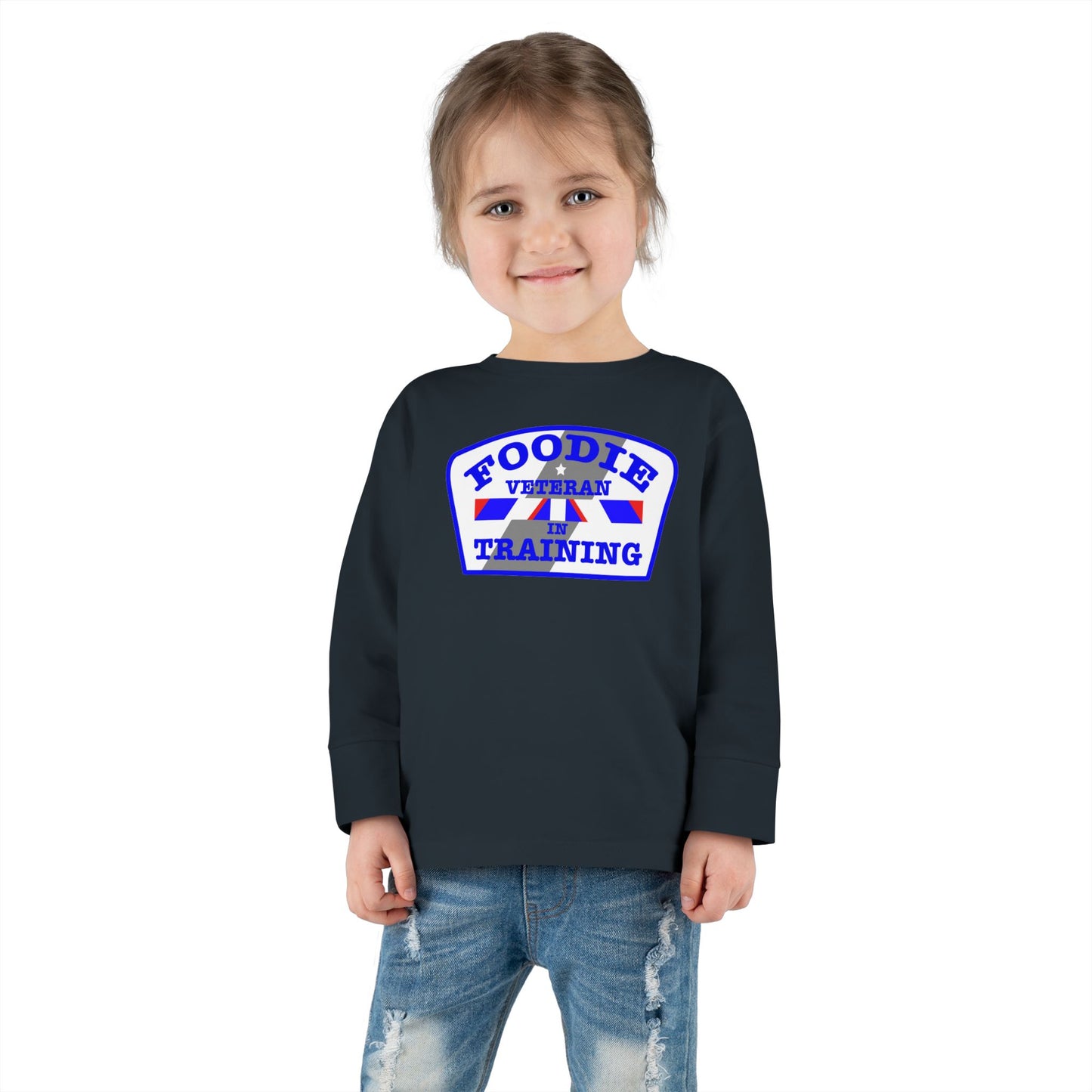 L.O.E.F Foodie Veteran In Training Toddler Long Sleeve Tee (Blue)