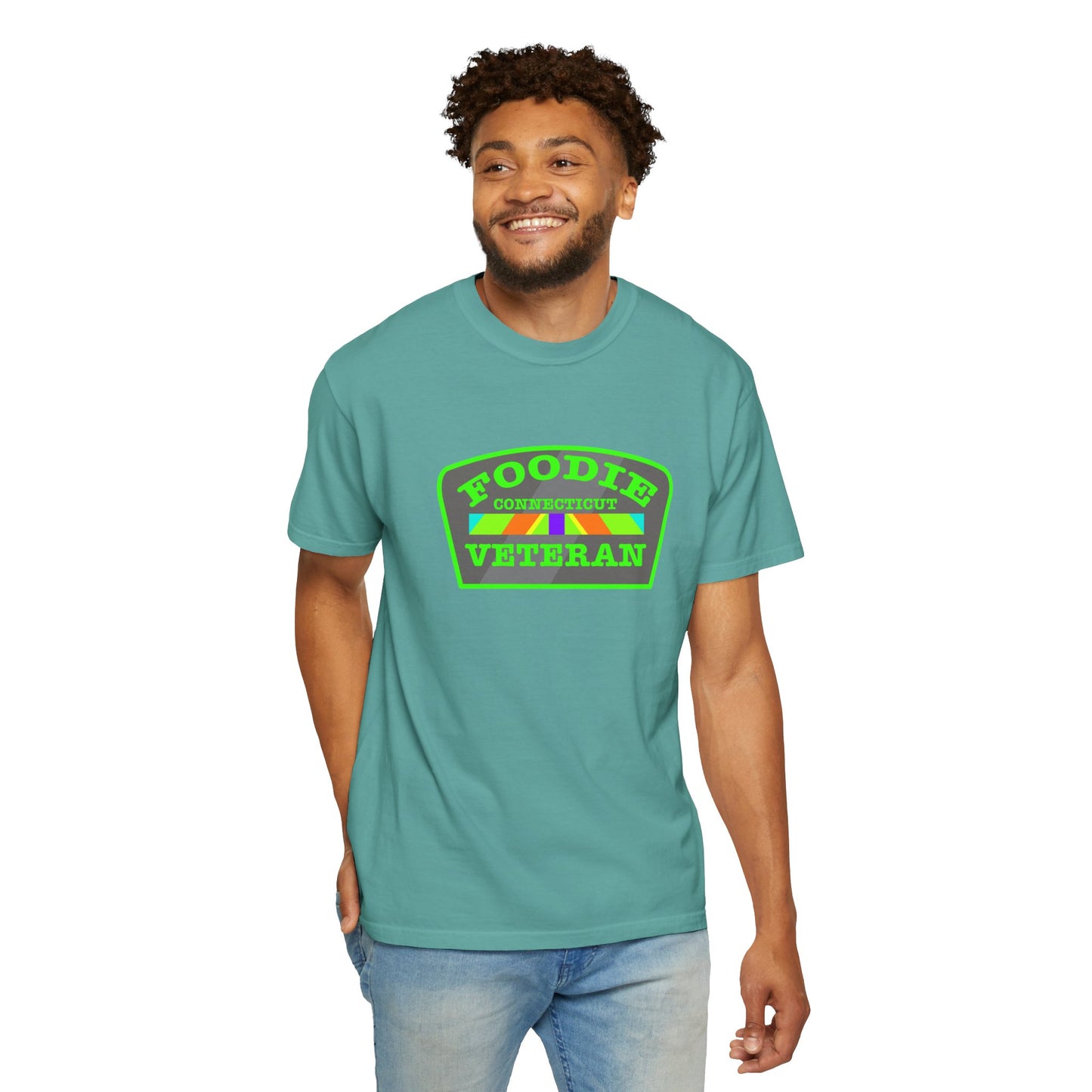 L.O.E.F Foodie Veteran CONNECTICUT Unisex Tee Shirt (Neon Green)