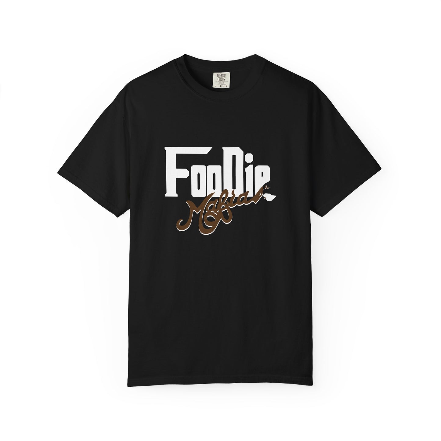 L.O.E.F White Foodie Mafia Unisex Tee shirt (Dark Brown)