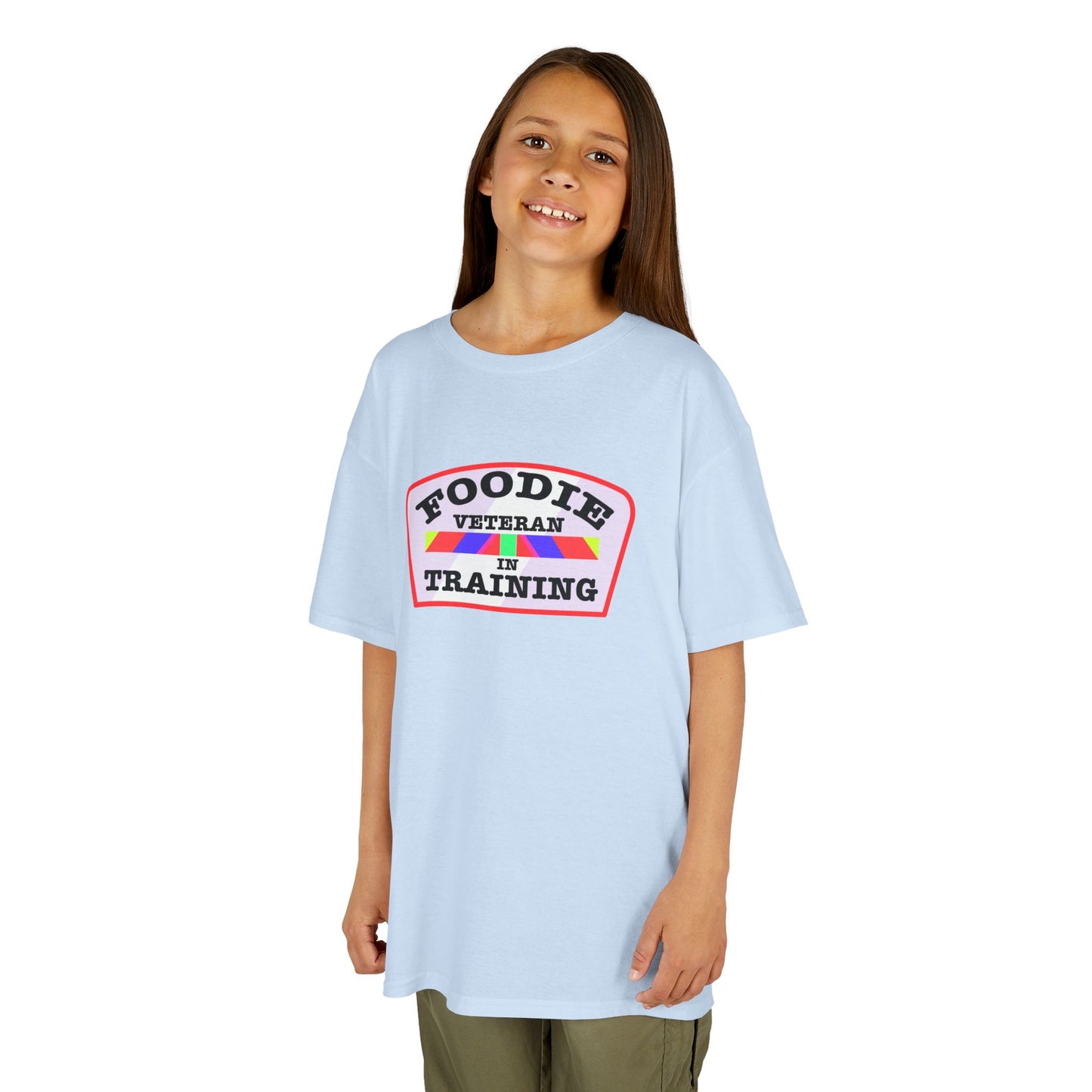 L.O.E.F Foodie Veteran In Training Kids Tee Shirt (Soft Pink)