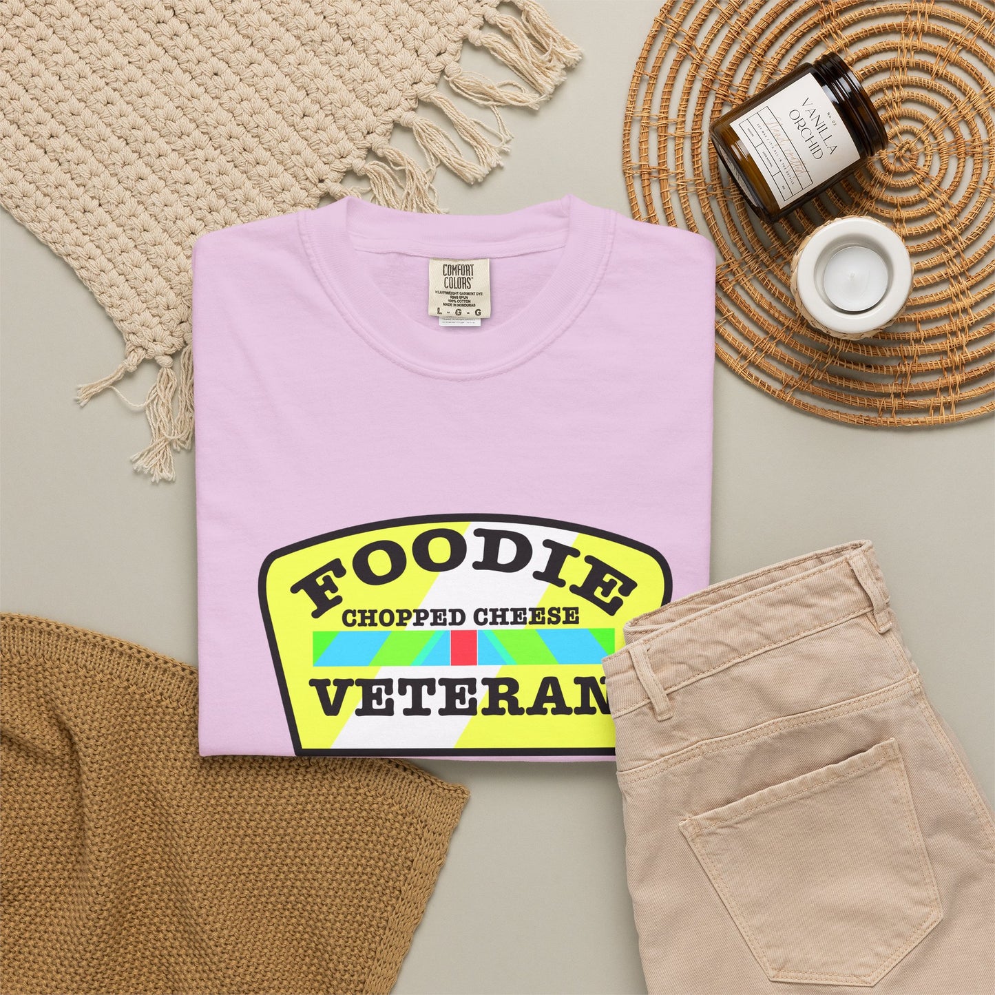 L.O.E.F Foodie Veteran Chopped Cheese Unisex Tee Shirt (Black and Yellow)