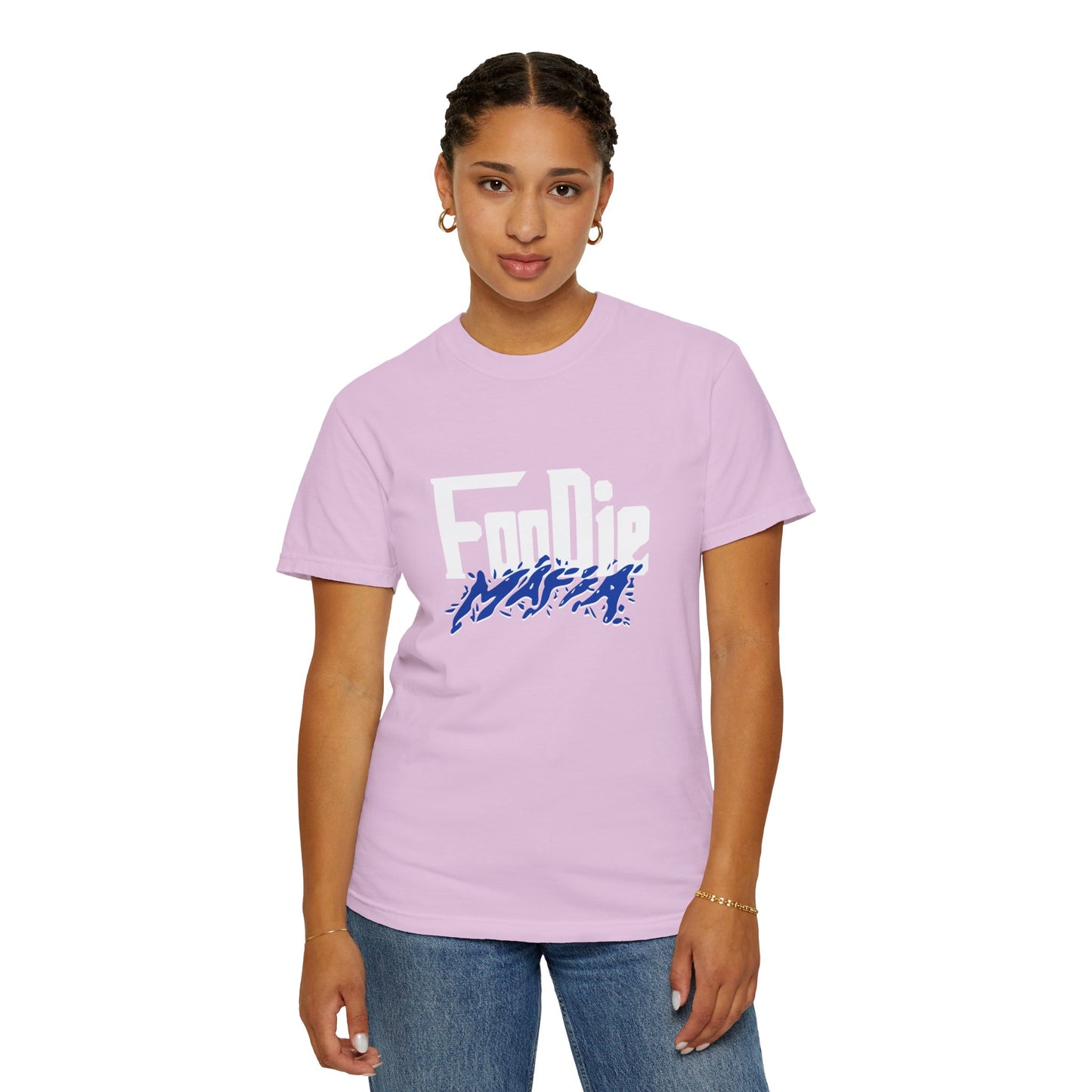 L.O.E.F White Foodie Mafia Unisex Tee shirt (Cobalt Blue)