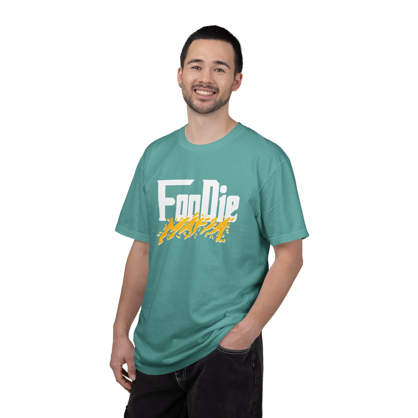 L.O.E.F White Foodie Mafia Unisex Tee Shirt (Mustard)