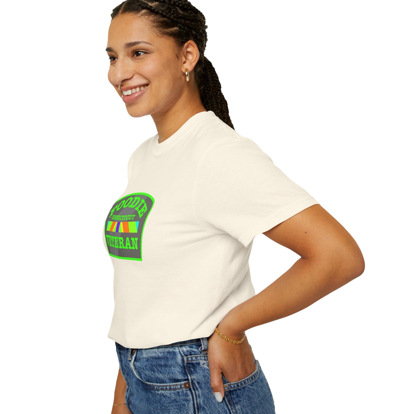 L.O.E.F Foodie Veteran CONNECTICUT Unisex Tee Shirt (Neon Green)