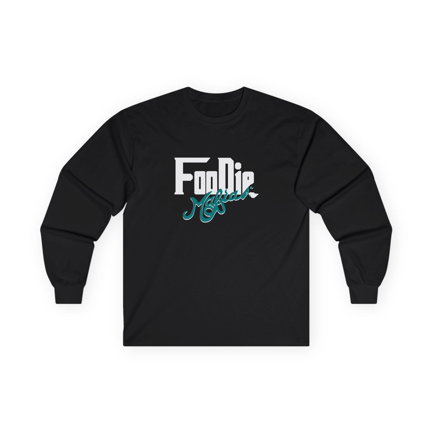L.O.E.F White Foodie Mafia Unisex Long Sleeve Tee (Teal)