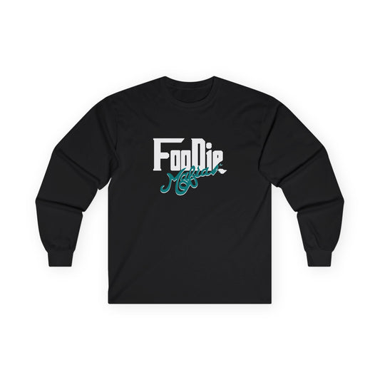 L.O.E.F White Foodie Mafia Unisex Long Sleeve Tee (Teal)