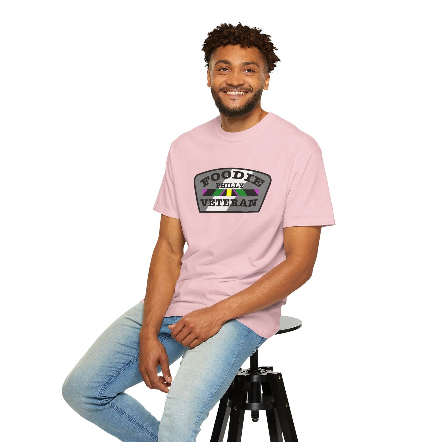 L.O.E.F Foodie Veteran PHILLY Unisex Tee Shirt (Gray)