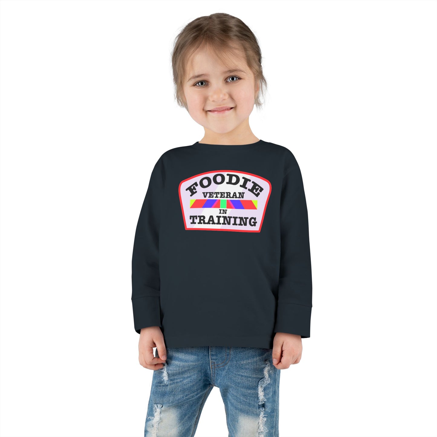 L.O.E.F Foodie Veteran In Training Toddler Long Sleeve Tee (Soft Pink)