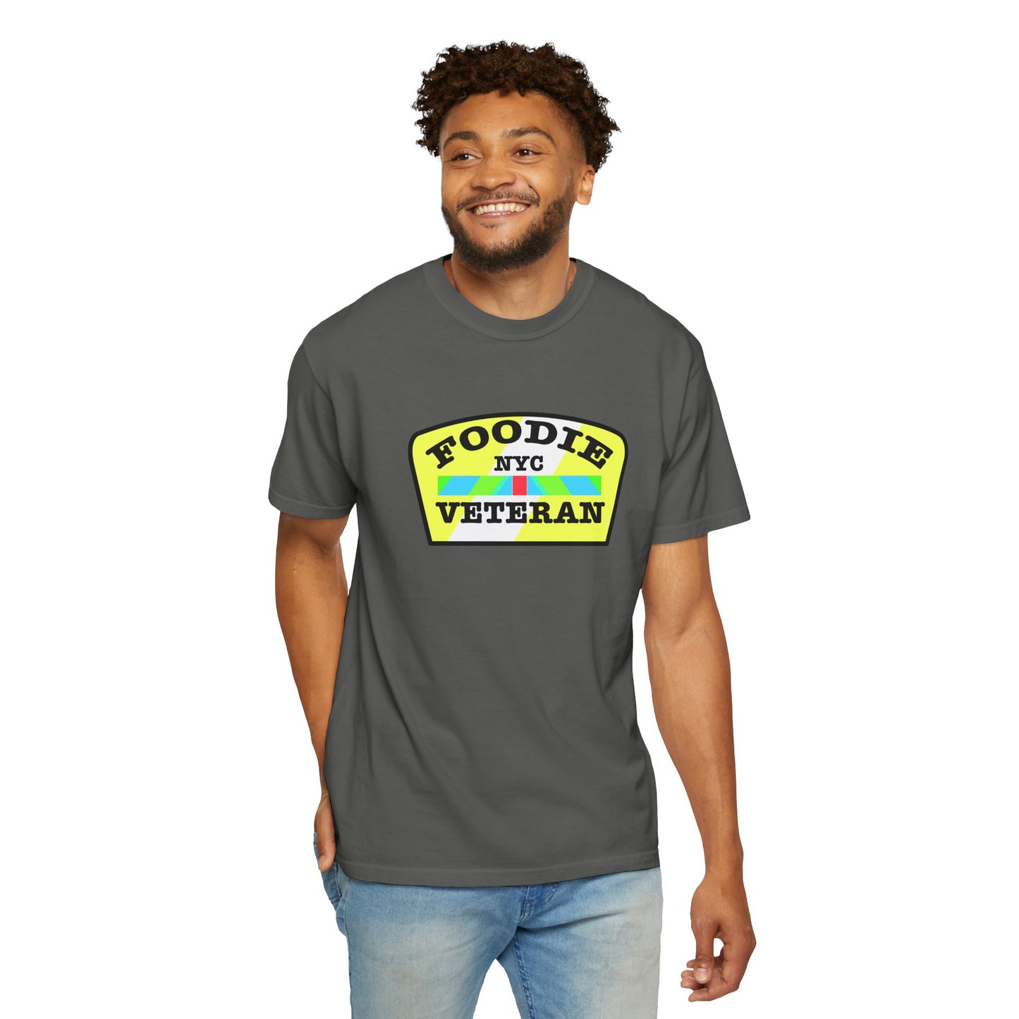 L.O.E.F Foodie Veteran NYC Unisex Tee Shirt (Yellow and Black)
