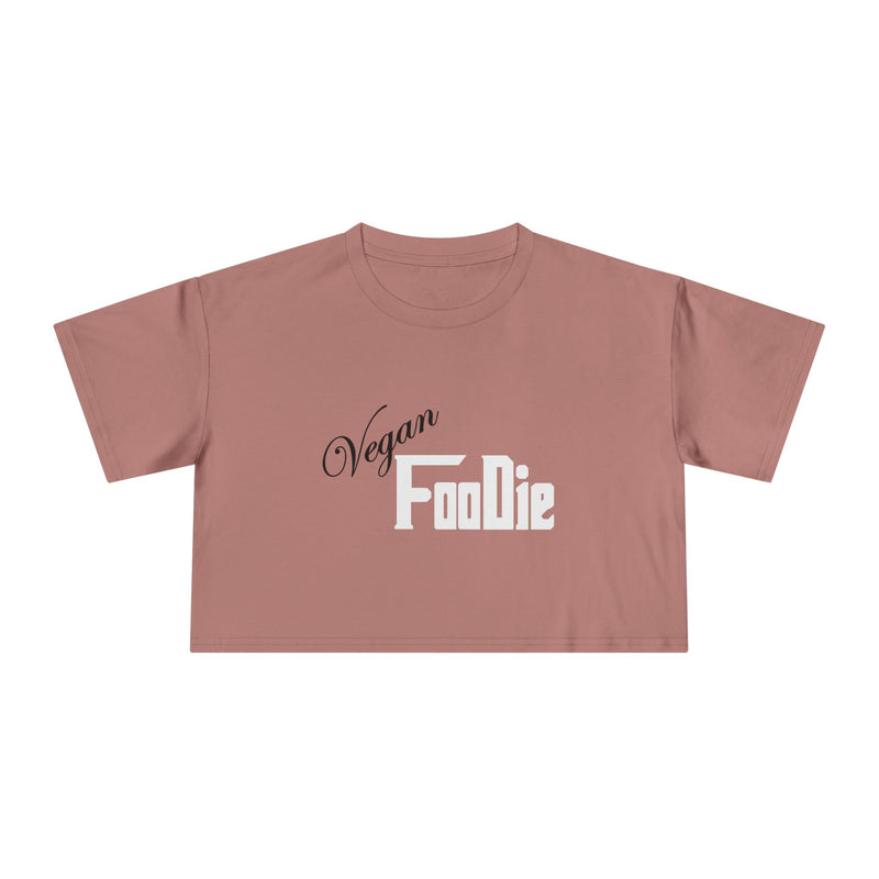 L.O.E.F Women Vegan Foodie Crop Tee (White)