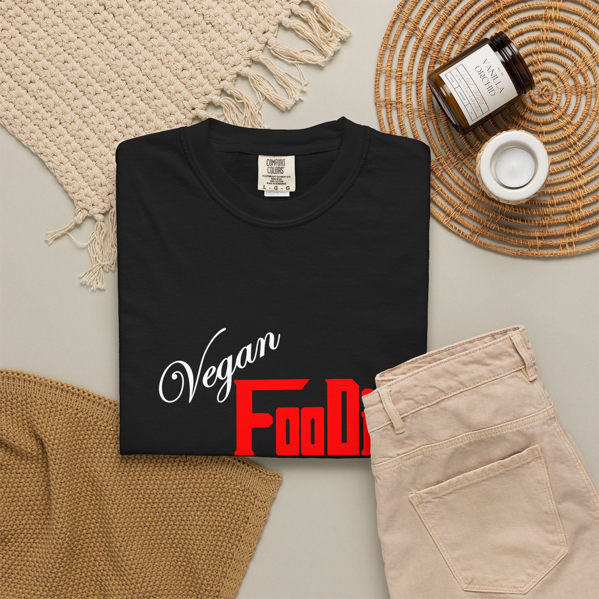 L.O.E.F Unisex Vegan Foodie Tee Shirt (Fiery Red)