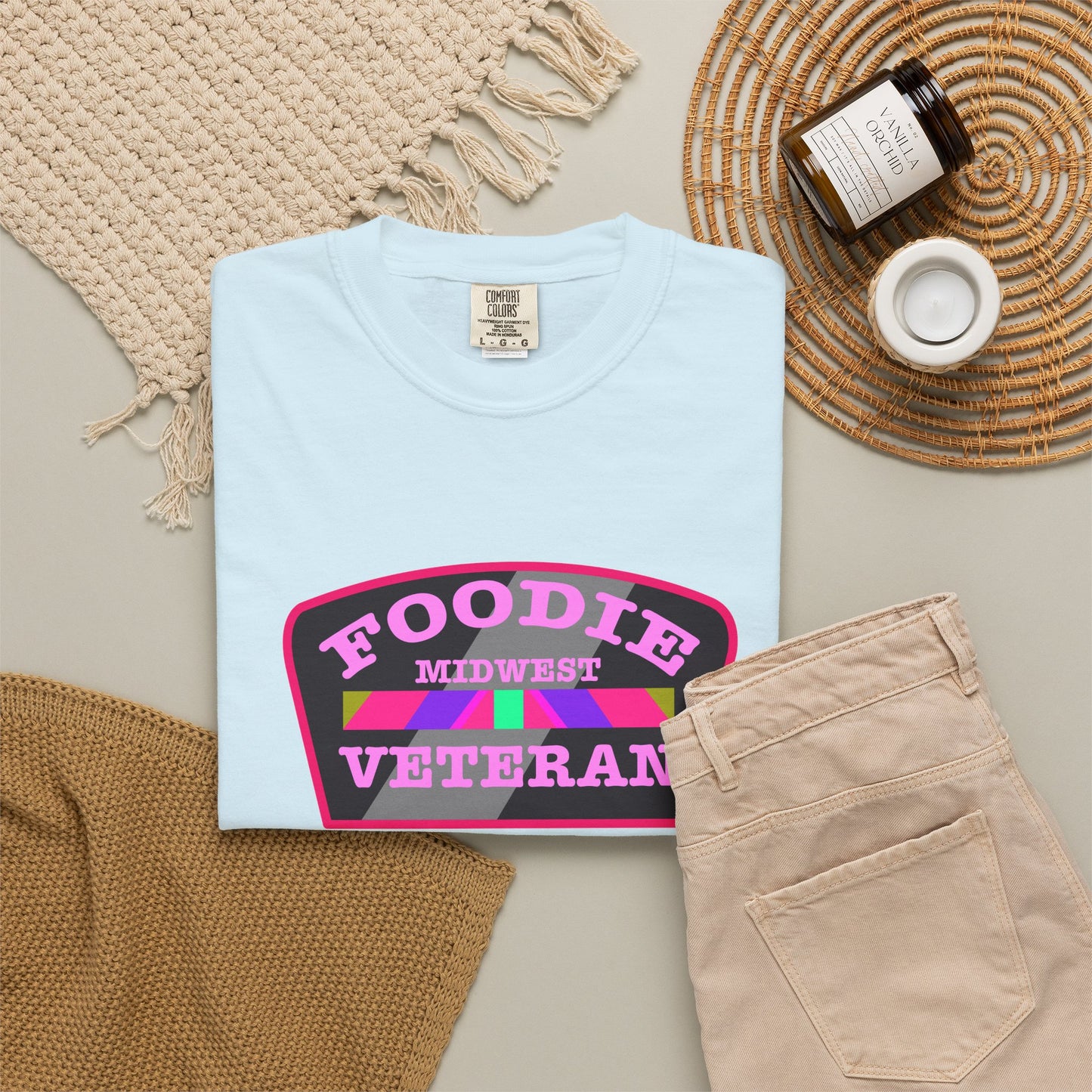 L.O.E.F Foodie Veteran MIDWEST Unisex Tee Shirt (Pink)