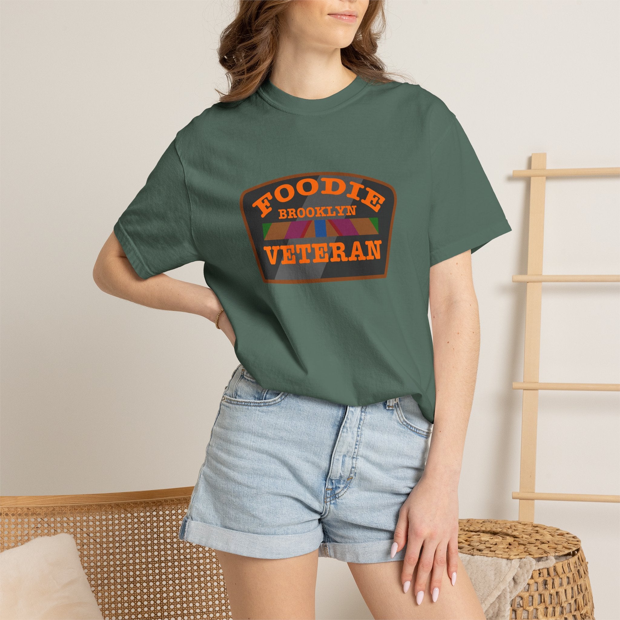 L.O.E.F Foodie Veteran BROOKLYN Unisex Tee Shirt (Orange)