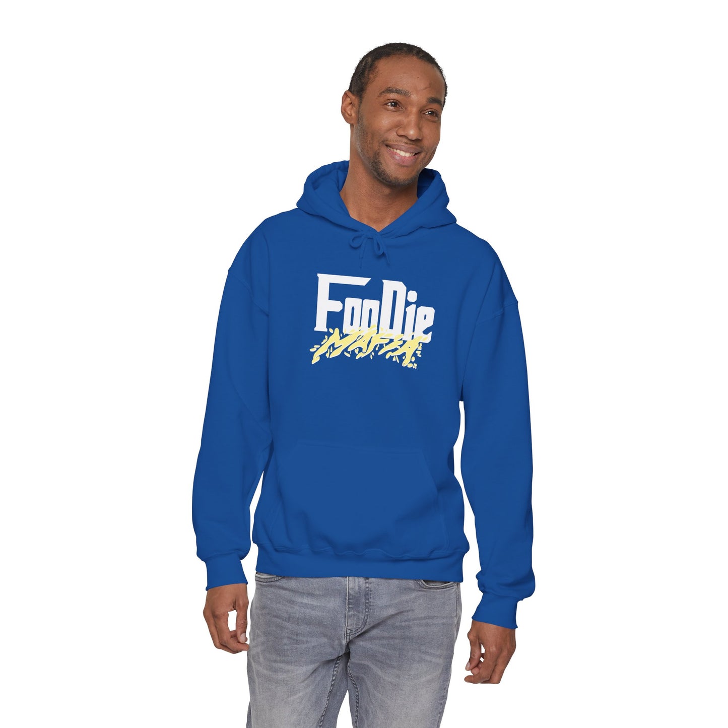 L.O.E.F White Foodie Mafia Unisex Hooded Sweatshirt (Soft Yellow)