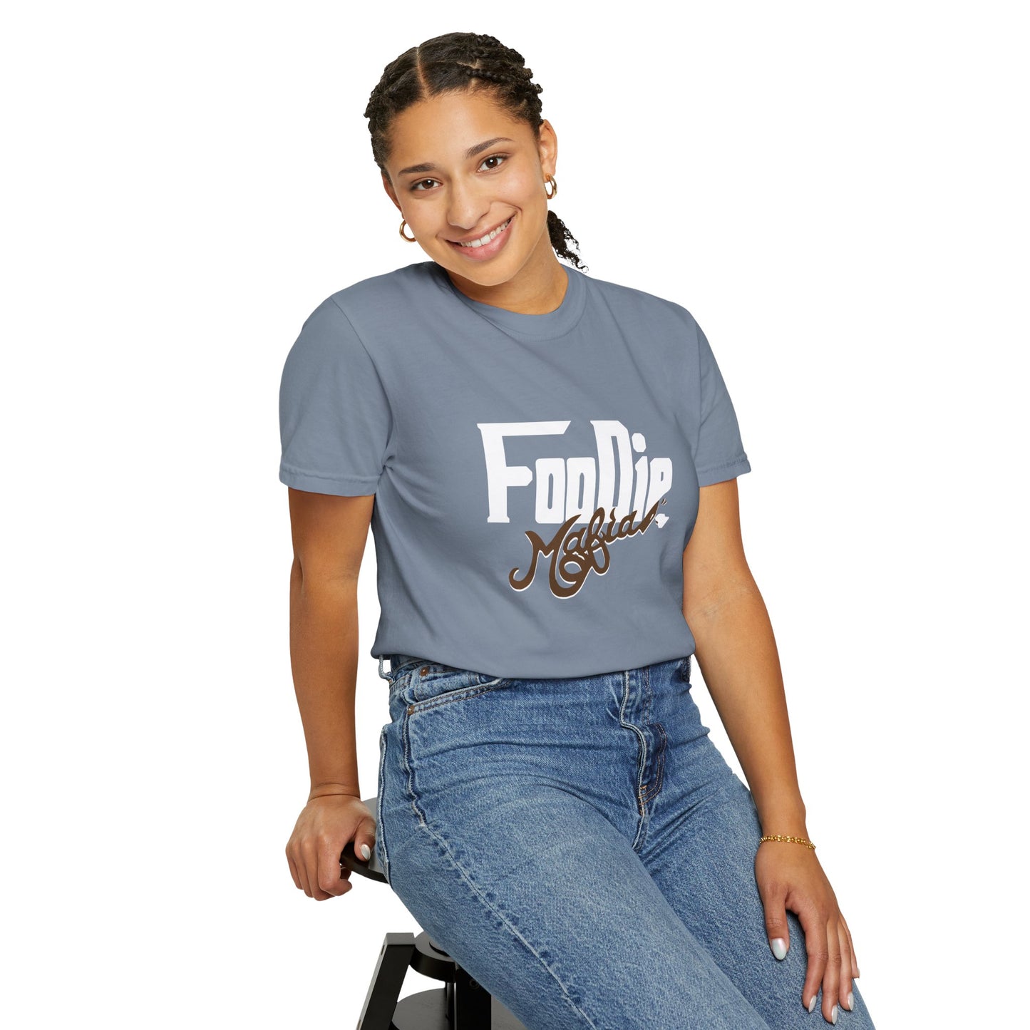 L.O.E.F White Foodie Mafia Unisex Tee shirt (Dark Brown)