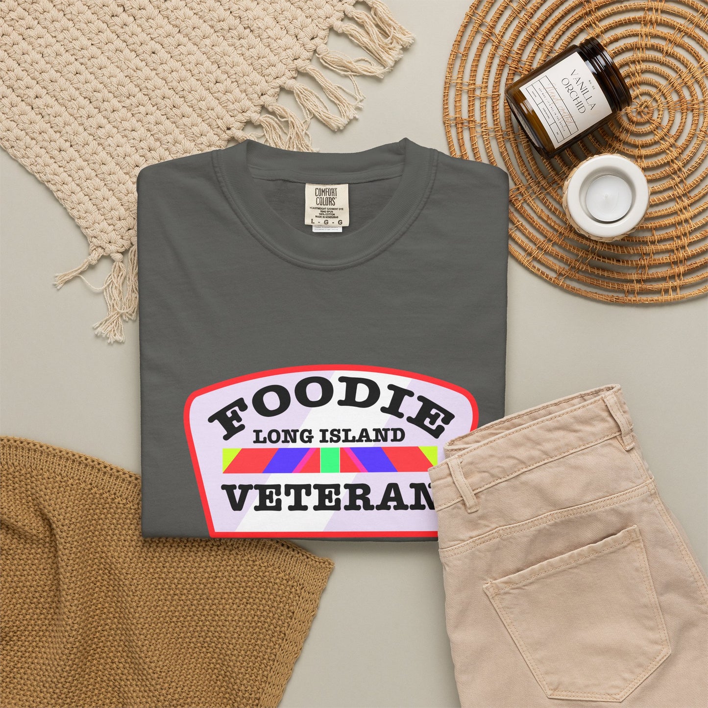 L.O.E.F Foodie Veteran Long Island Unisex Tee Shirt (Soft Pink)