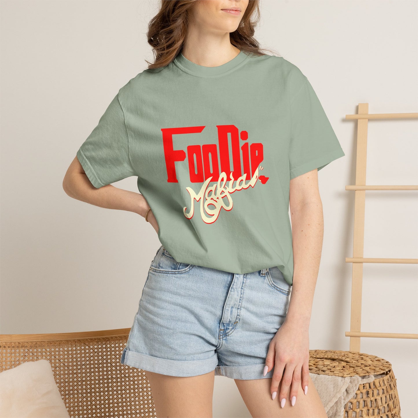 L.O.E.F Red Foodie Mafia Unisex Tee Shirt (Cream)