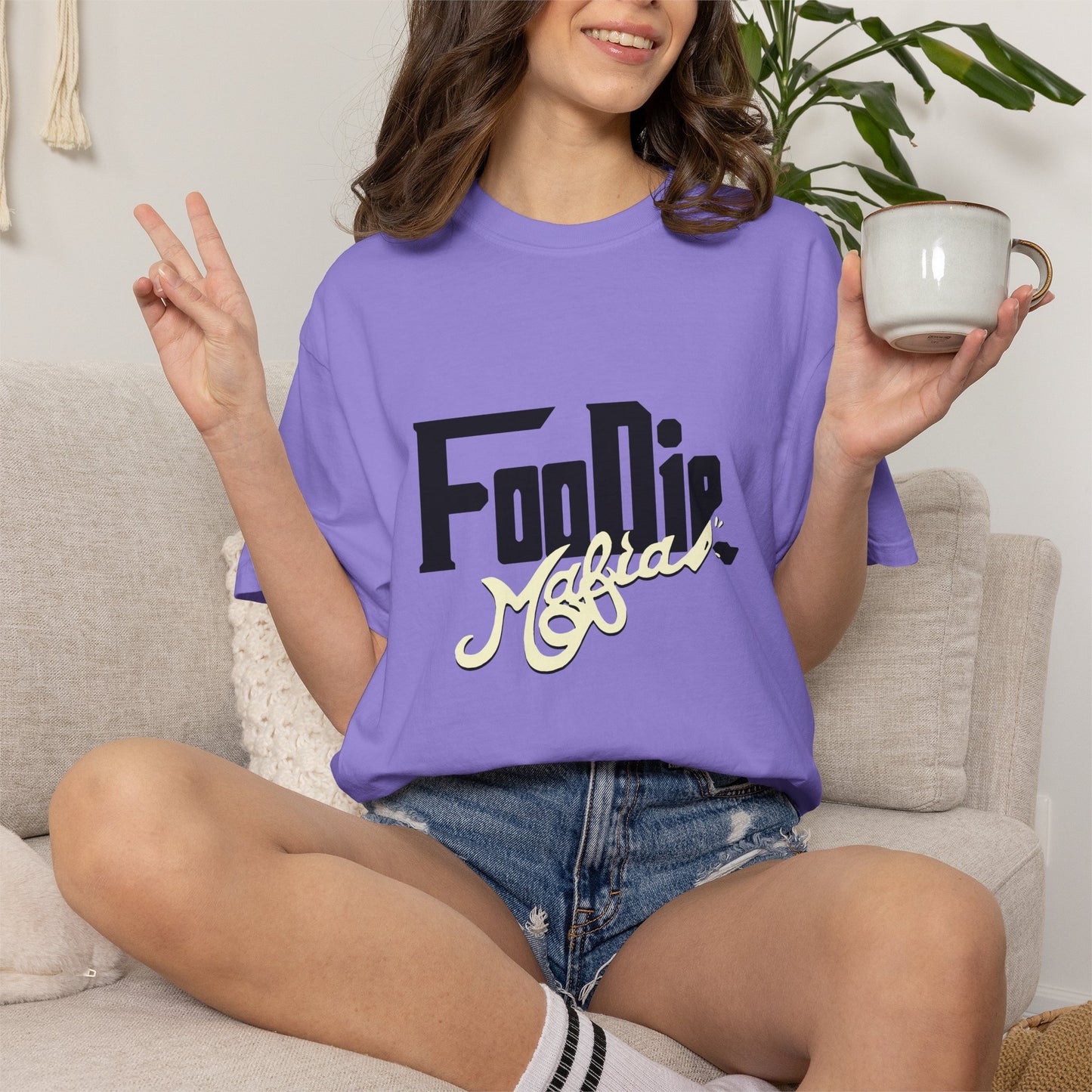 L.O.E.F Foodie Mafia Unisex Tee shirt (Cream)