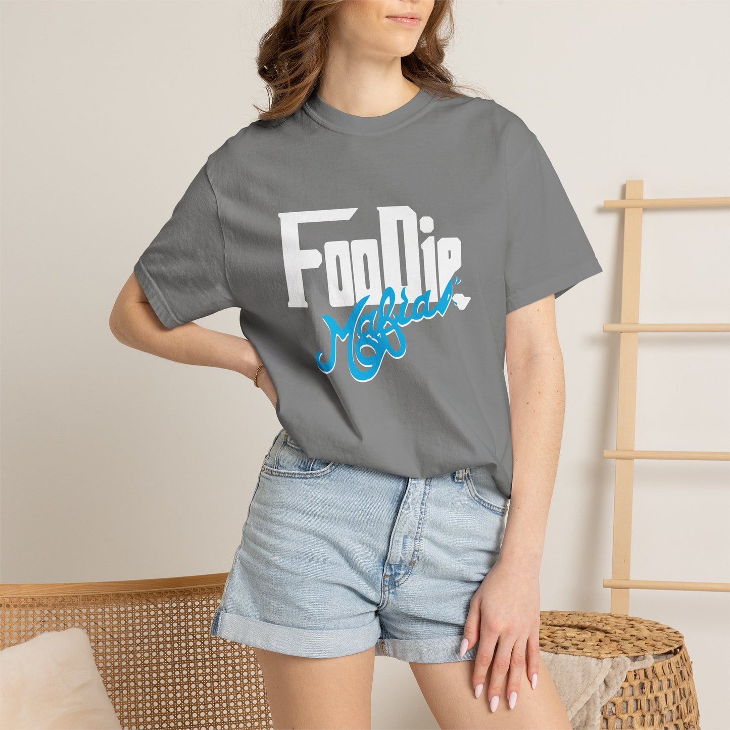 L.O.E.F White Foodie Mafia Unisex Tee Shirt  (Apricot)