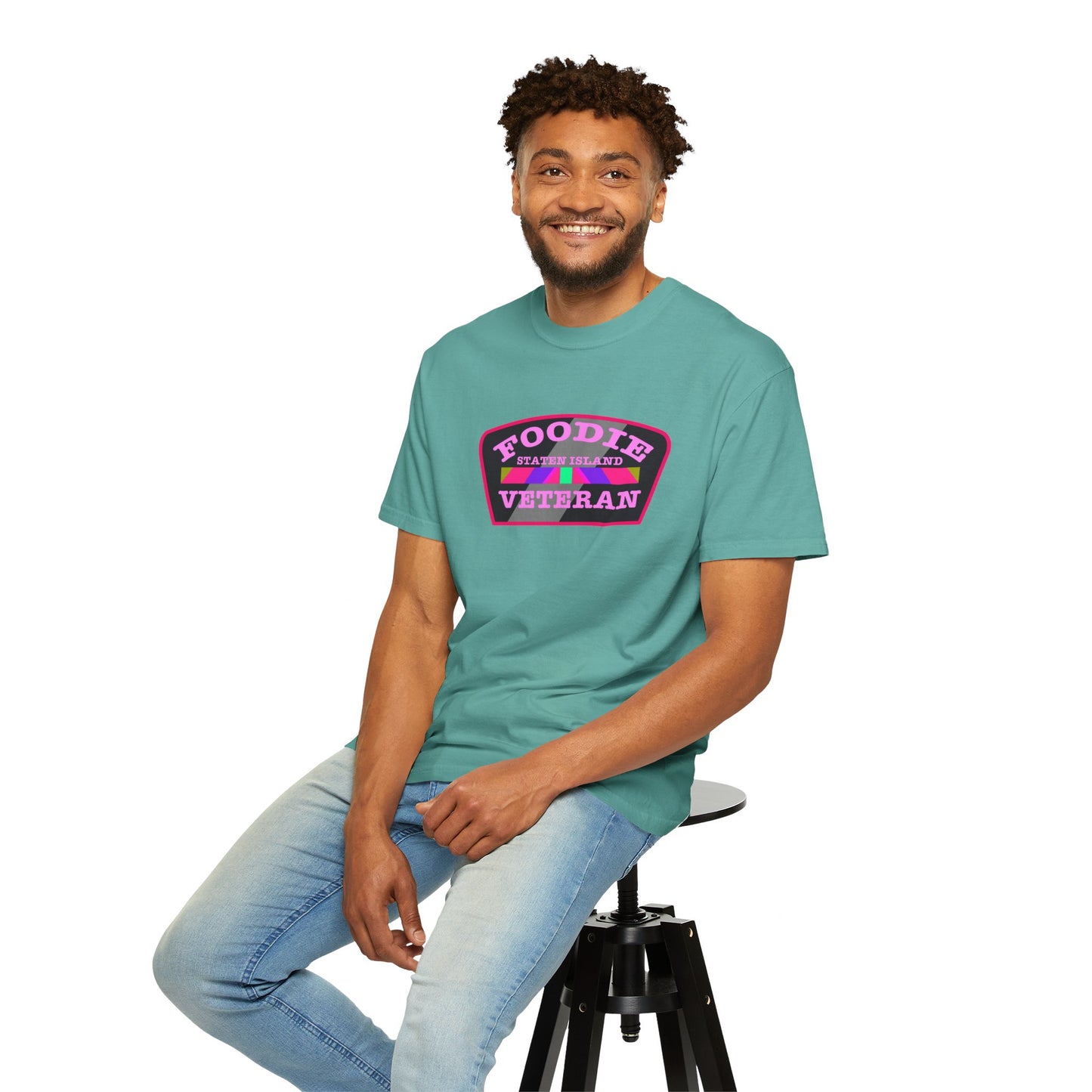 L.O.E.F Foodie Veteran STATEN ISLAND Unisex Tee Shirt (Pink)
