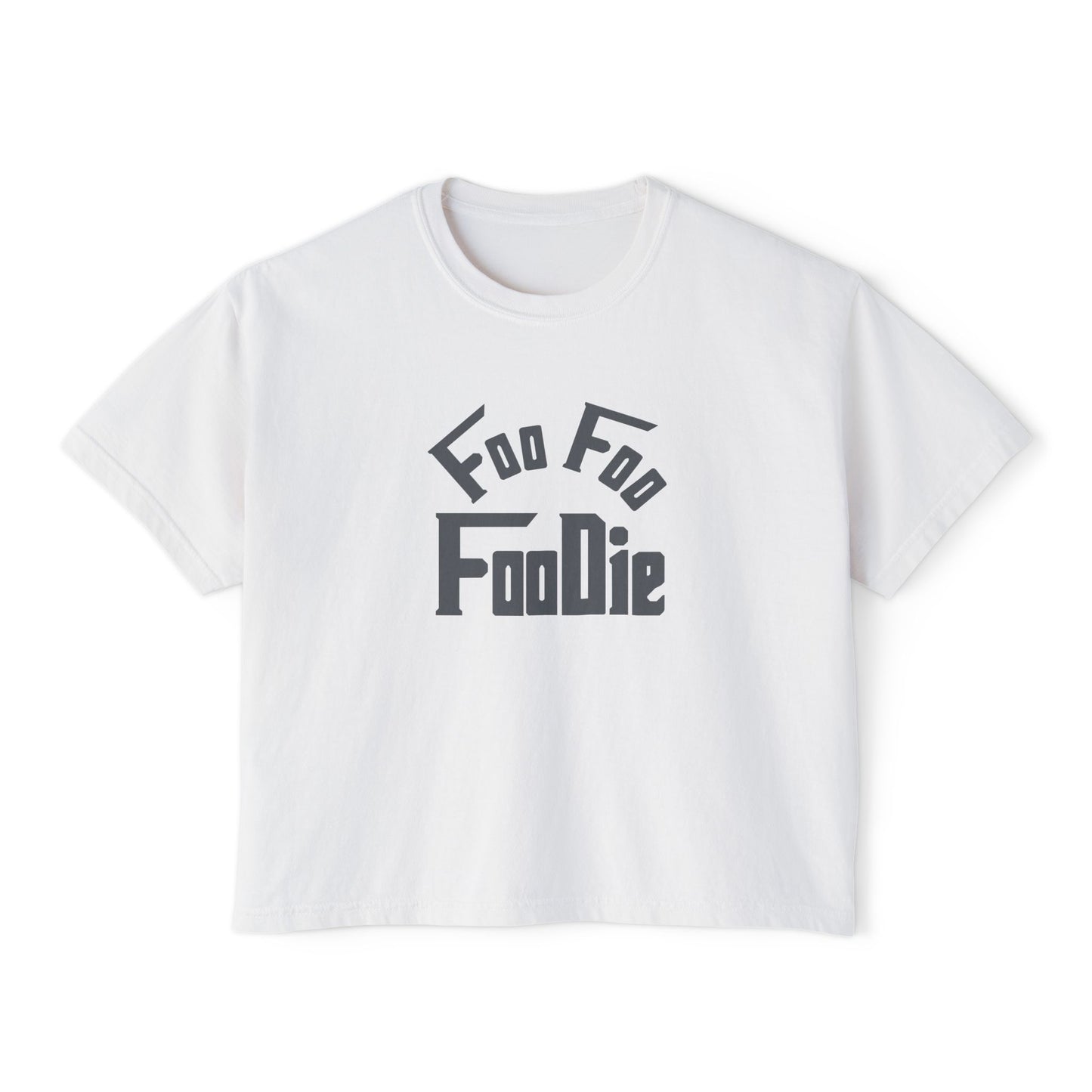 L.O.E.F FOO FOO FOODIE Women Boxy Tee(Dark Gray)