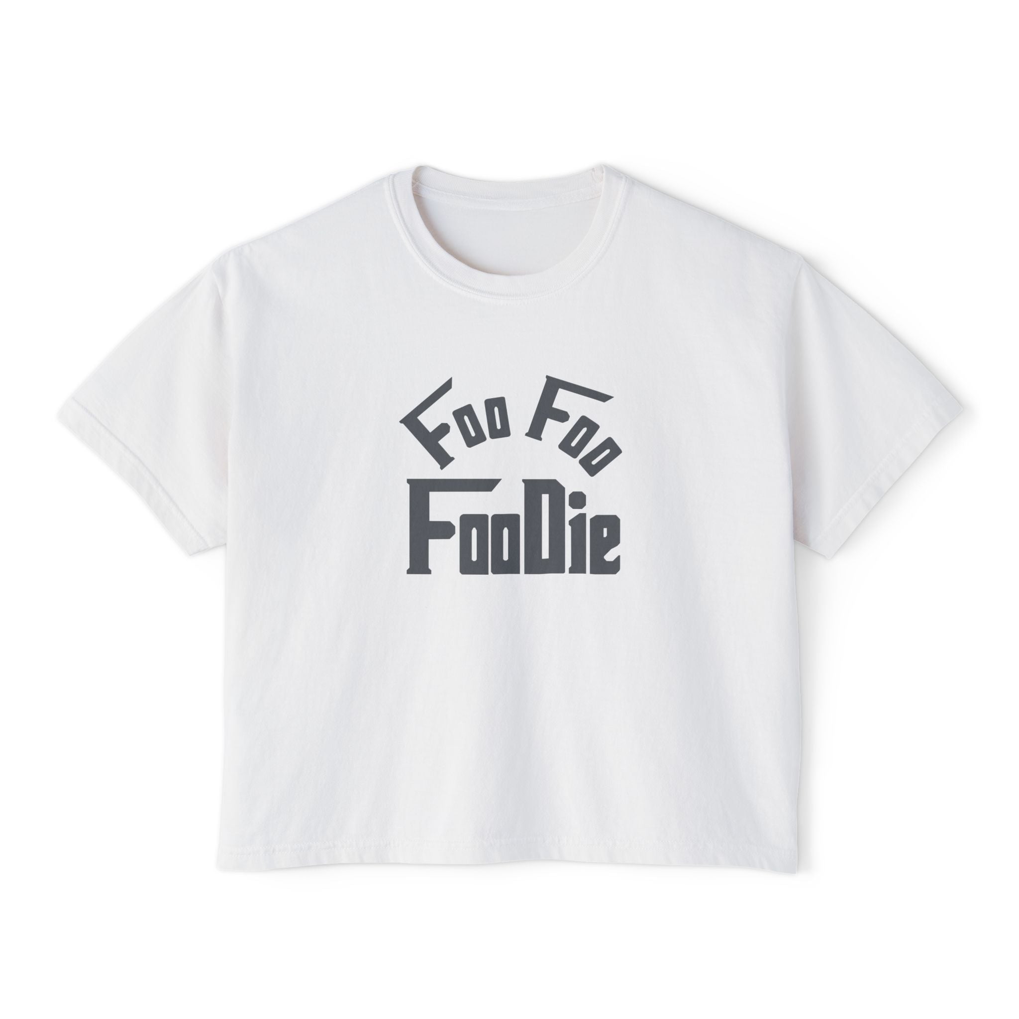 L.O.E.F FOO FOO FOODIE Women Boxy Tee(Dark Gray)