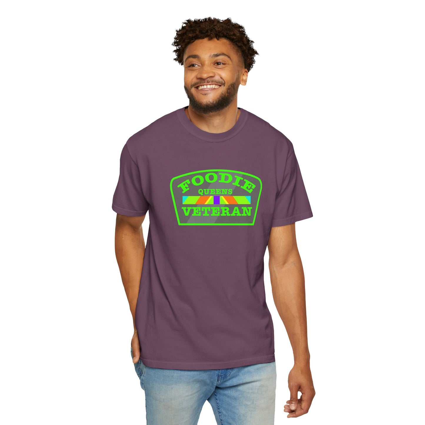 L.O.E.F Foodie Veteran QUEENS Unisex Tee Shirt (Neon Green)