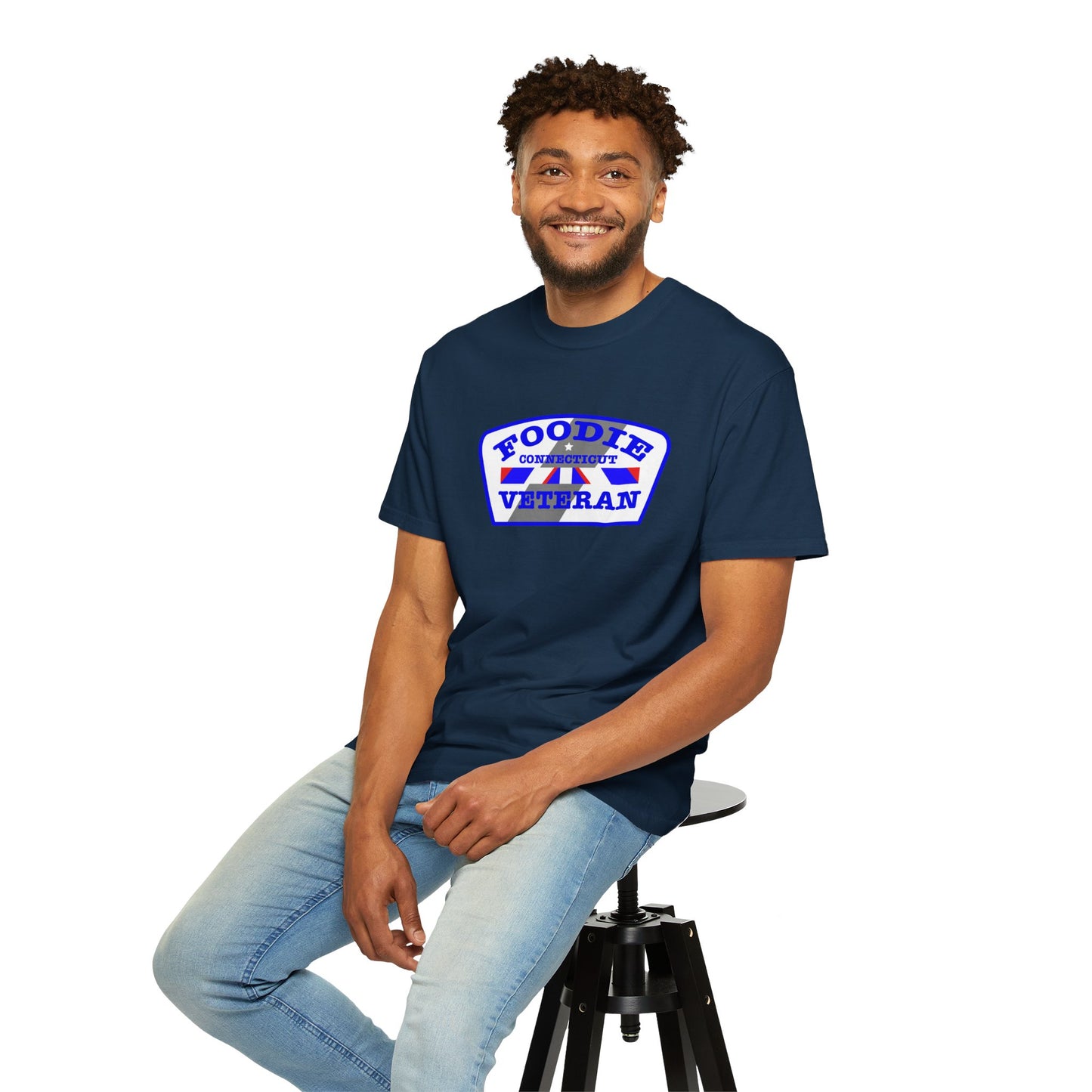 L.O.E.F Foodie Veteran CONNECTICUT Unisex Tee Shirt (Blue)