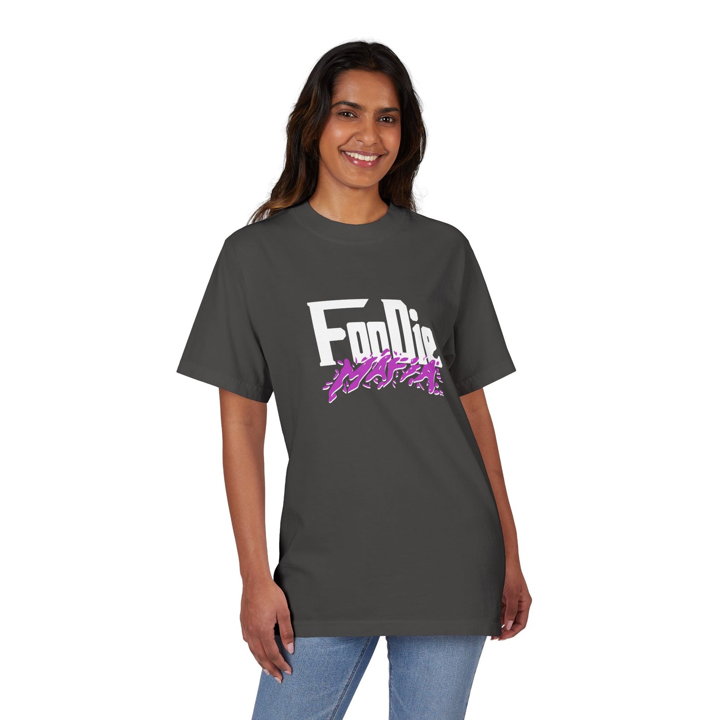 L.O.E.F White Foodie Mafia Unisex Tee shirt (Bright Purple)