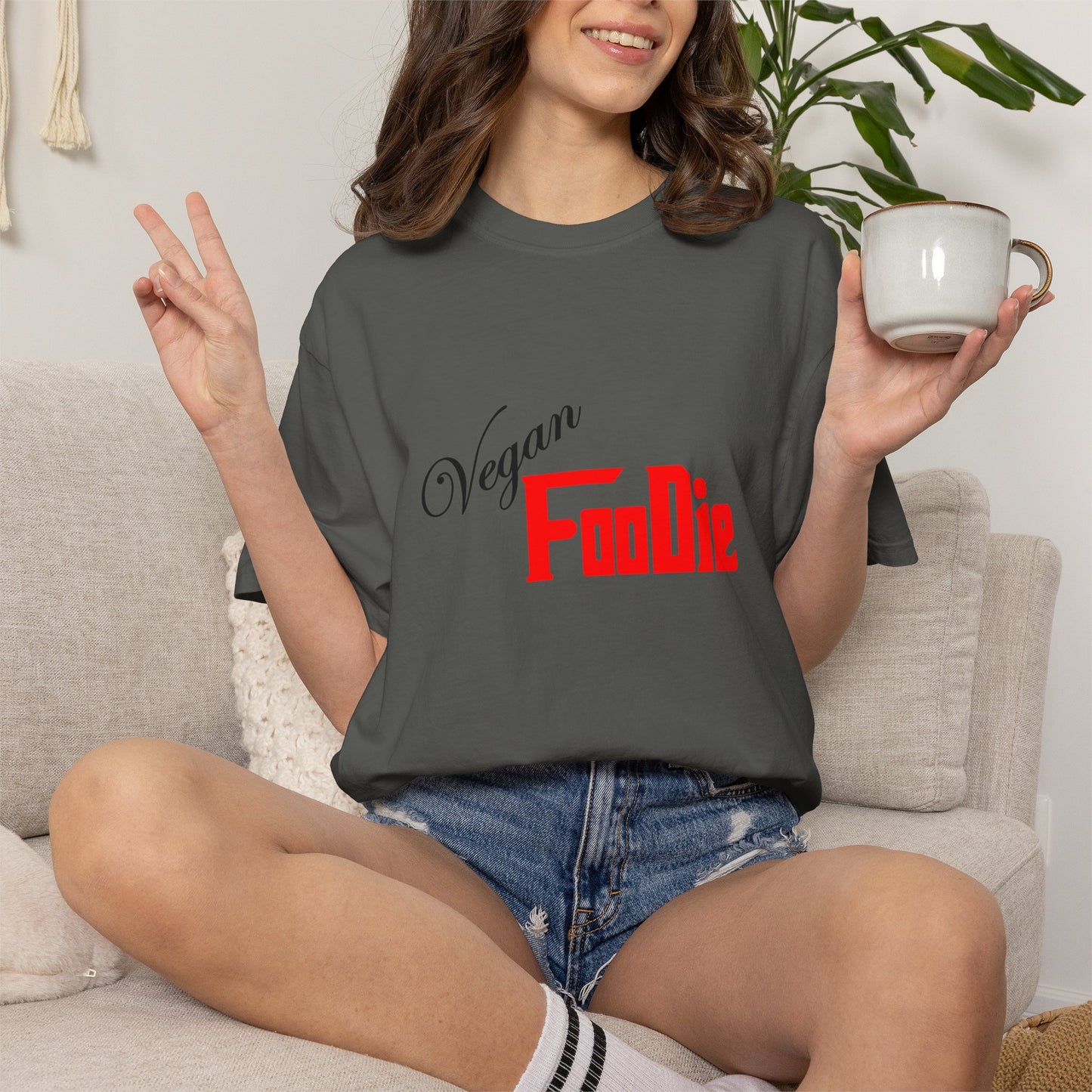 L.O.E.F Unisex Vegan Foodie Tee Shirt (Fiery Red)
