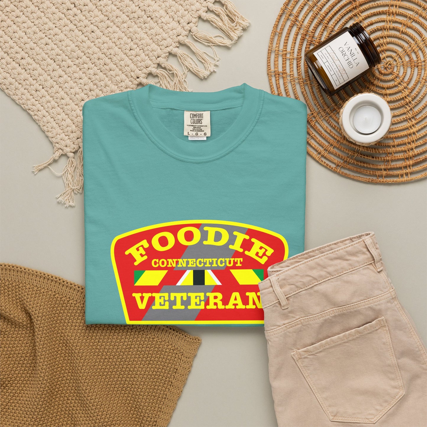 L.O.E.F Foodie Veteran CONNECTICUT Unisex Tee Shirt (Yellow)