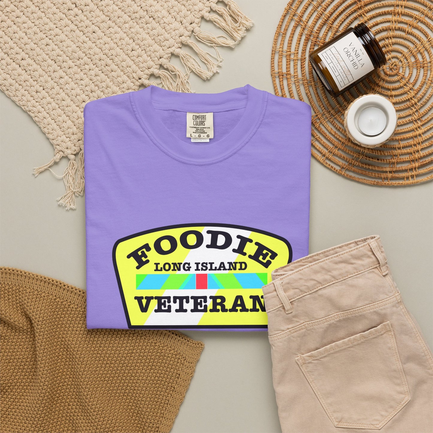 L.O.E.F Foodie Veteran Long Island Unisex Tee Shirt (Black and Yellow)