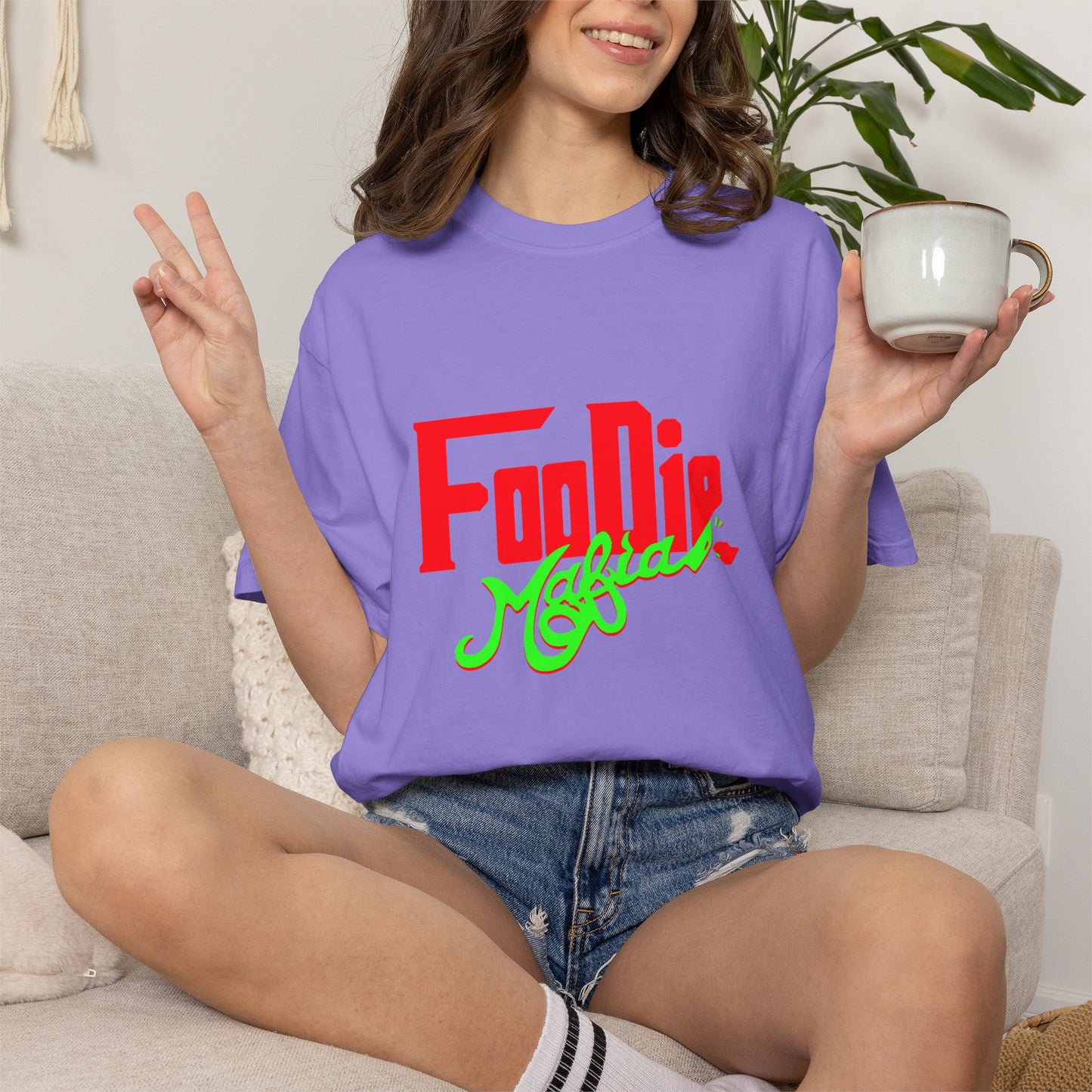 L.O.E.F Red Foodie Mafia Unisex Tee Shirt (Neon Green)