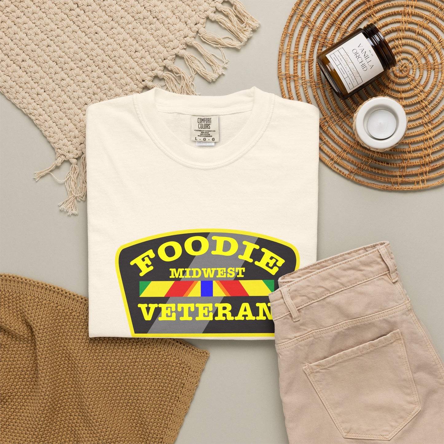 L.O.E.F Foodie Veteran MIDWEST Unisex Tee Shirt (Yellow)